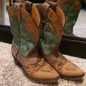 COPY - Leather Girls size 1  Cowboy Danpost Boot …
